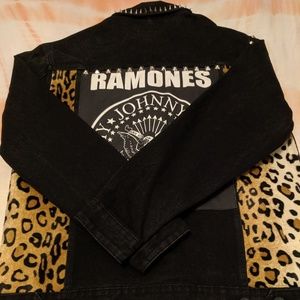 Ramones Patched and Studded Denim Trucker Jacket